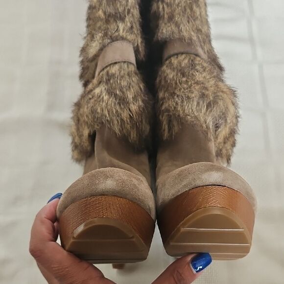 Nine West Women's Faux Fur Boots - Brown - Picture 13 of 16